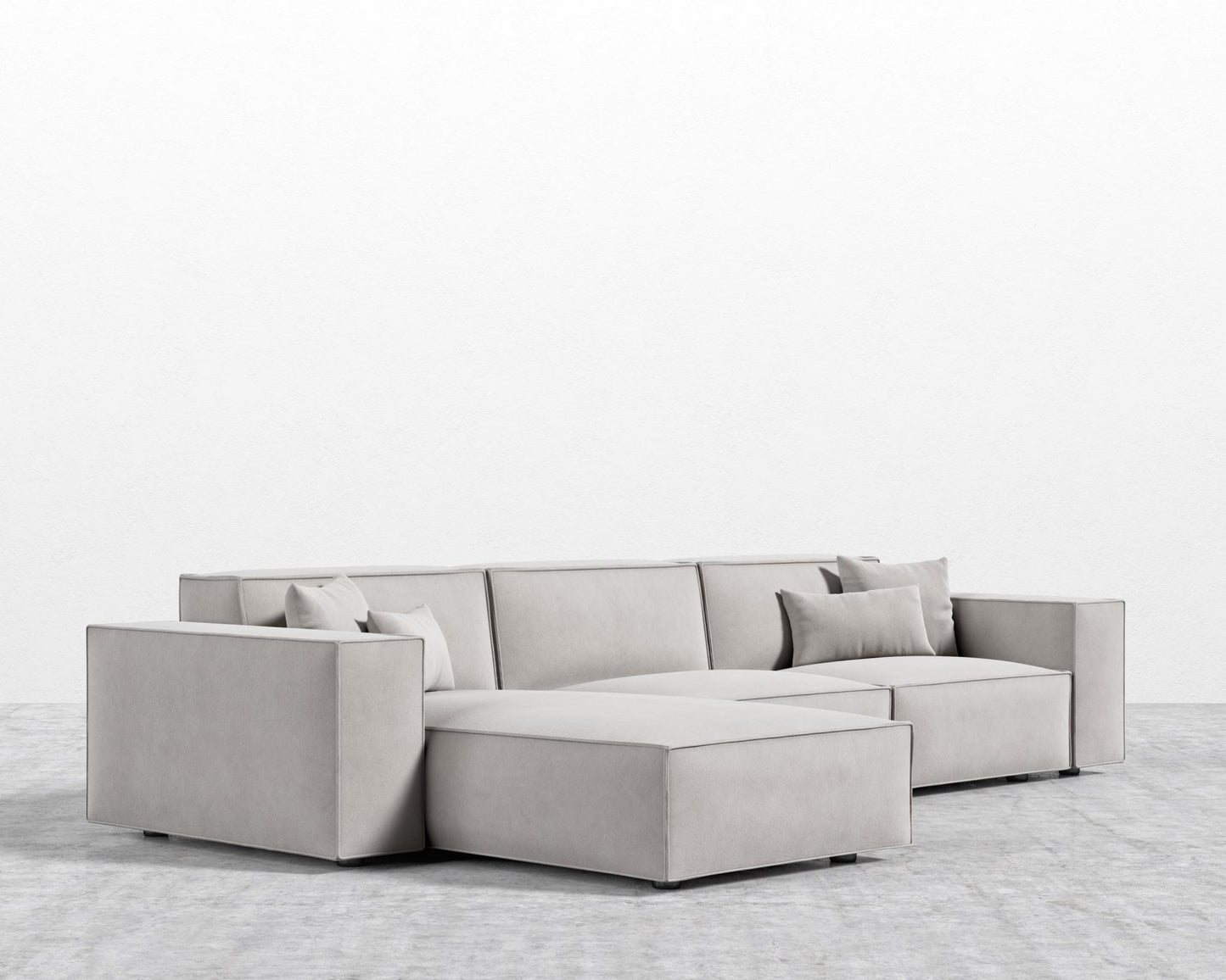 Porter Sectional - Vegan Venice Suede - Chiffon