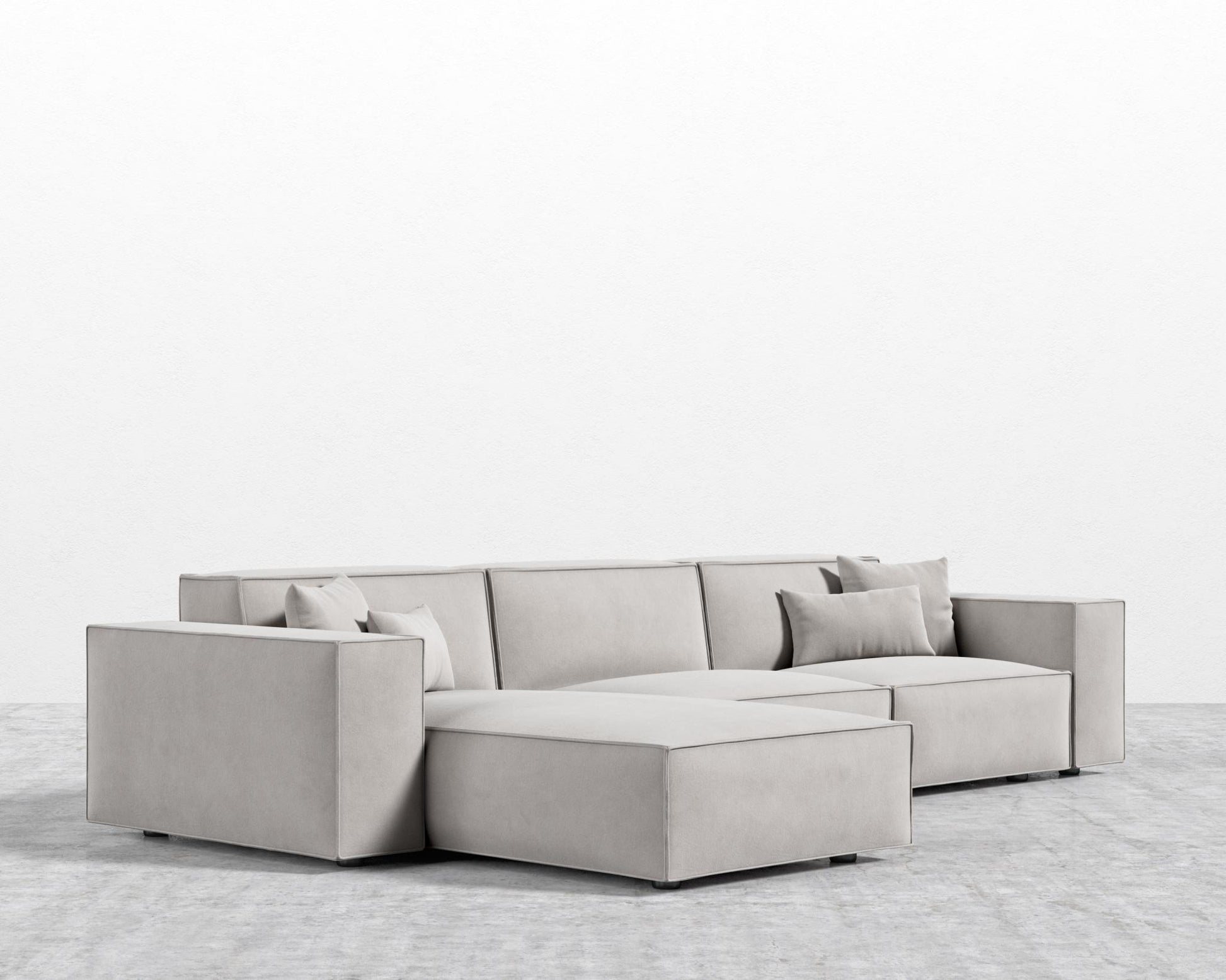 Porter Sectional - Vegan Venice Suede - Chiffon