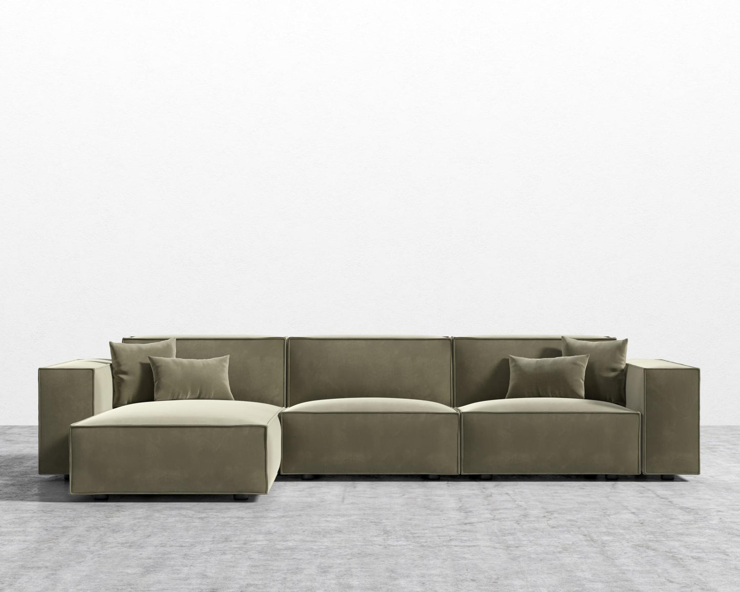 Porter Sectional - Plush Velvet - Olive Green