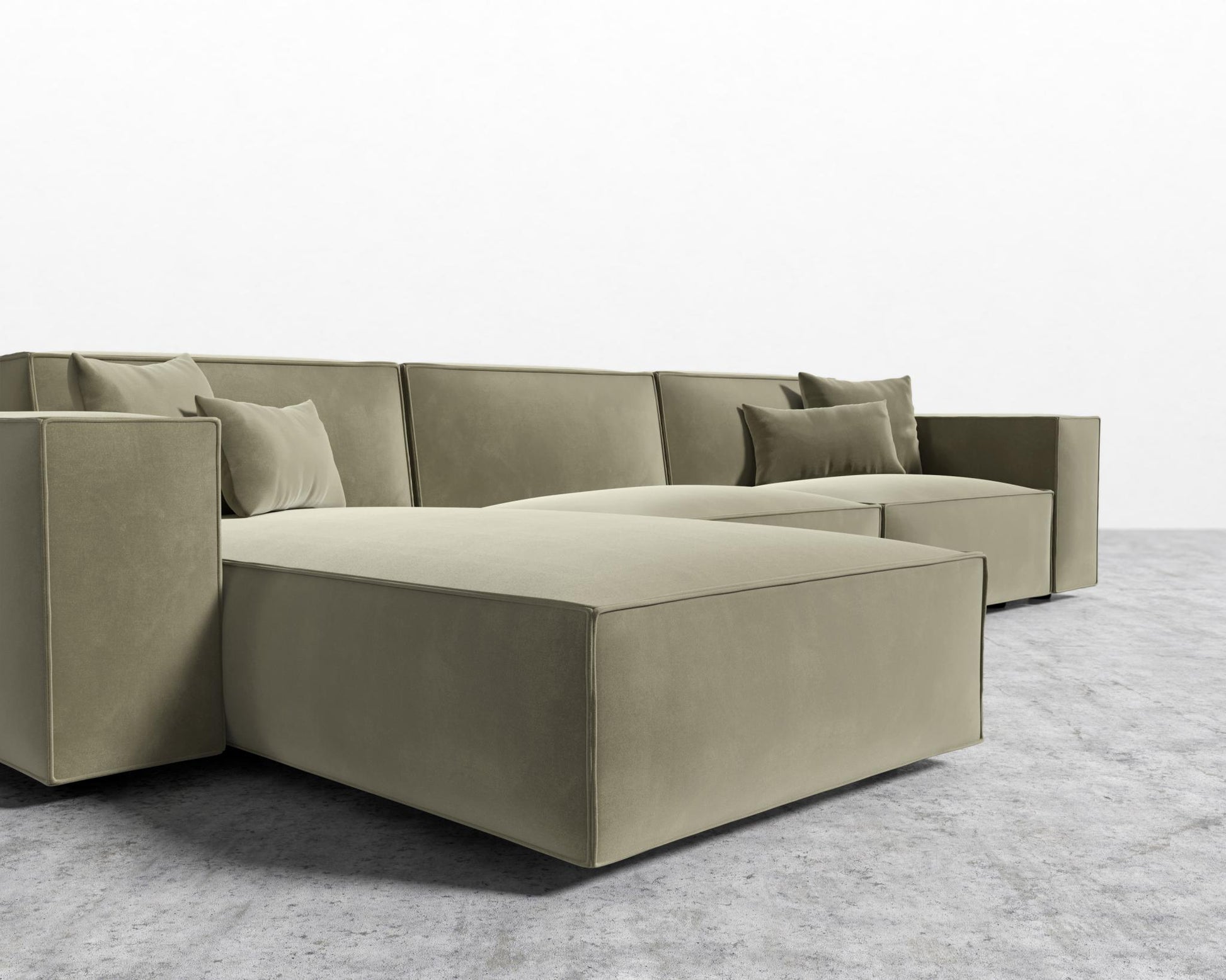 Porter Sectional - Plush Velvet - Olive Green