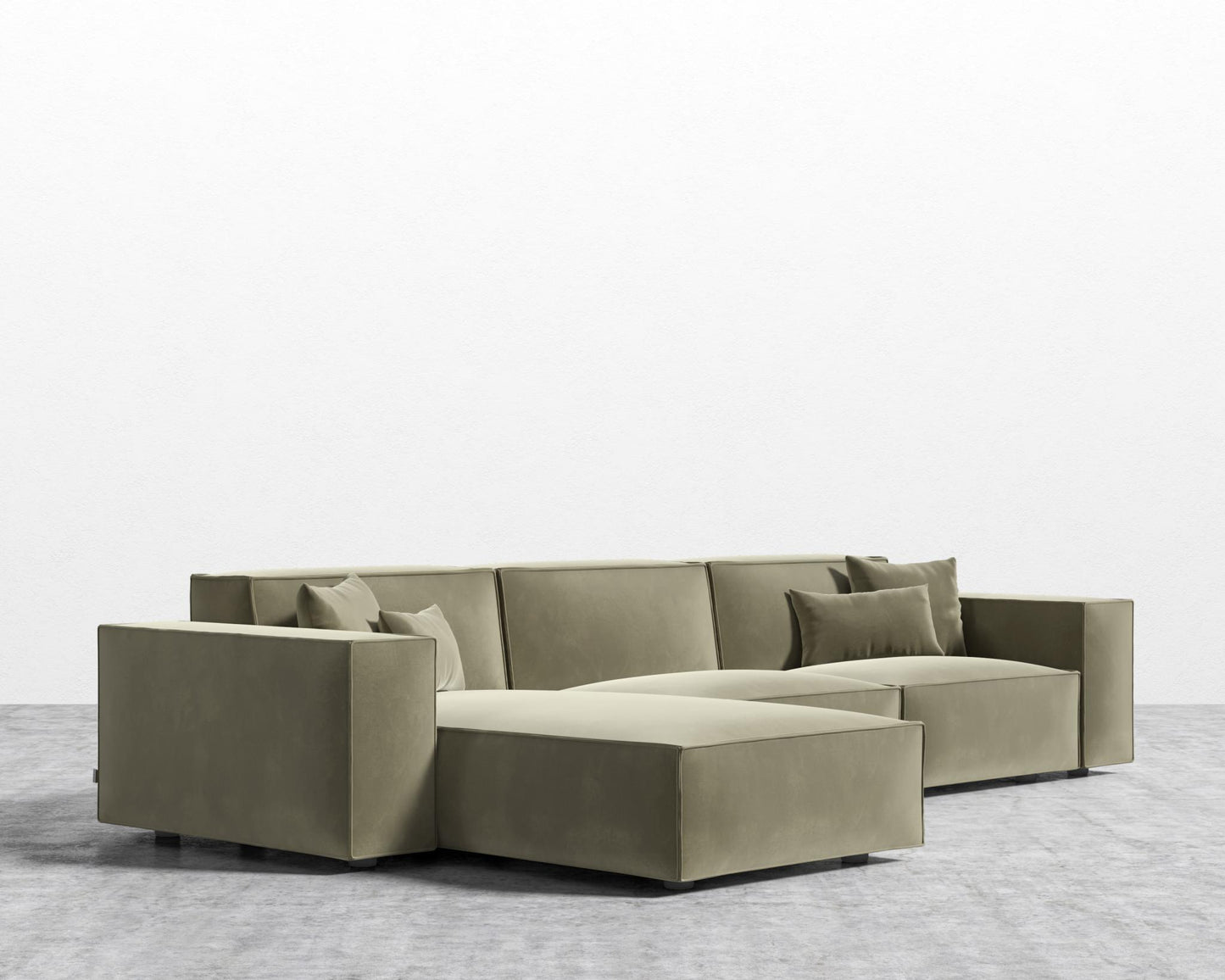 Porter Sectional - Plush Velvet - Olive Green