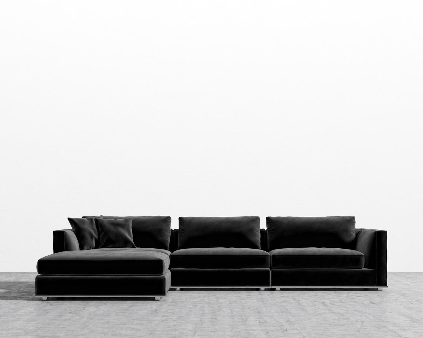 Milo Sectional - Vintage Velvet - Black
