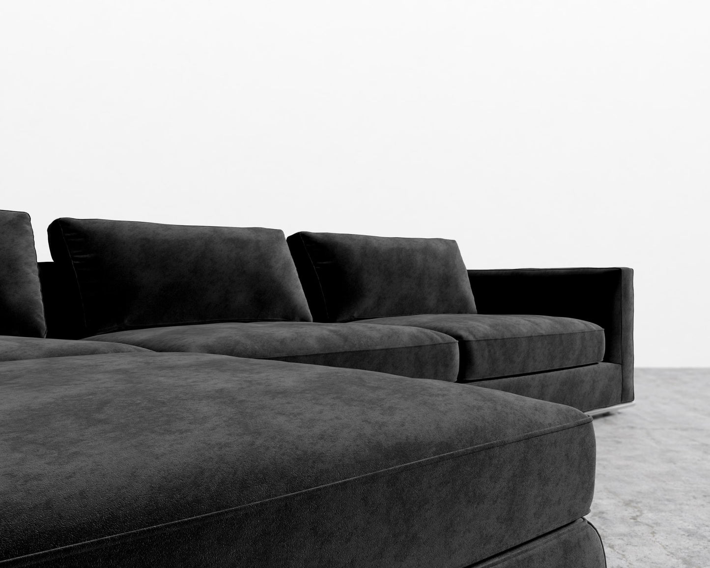 Milo Sectional - Vintage Velvet - Black