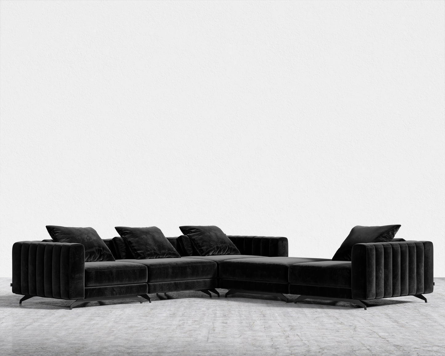 Berlin L-Sectional - Plush Velvet - Black