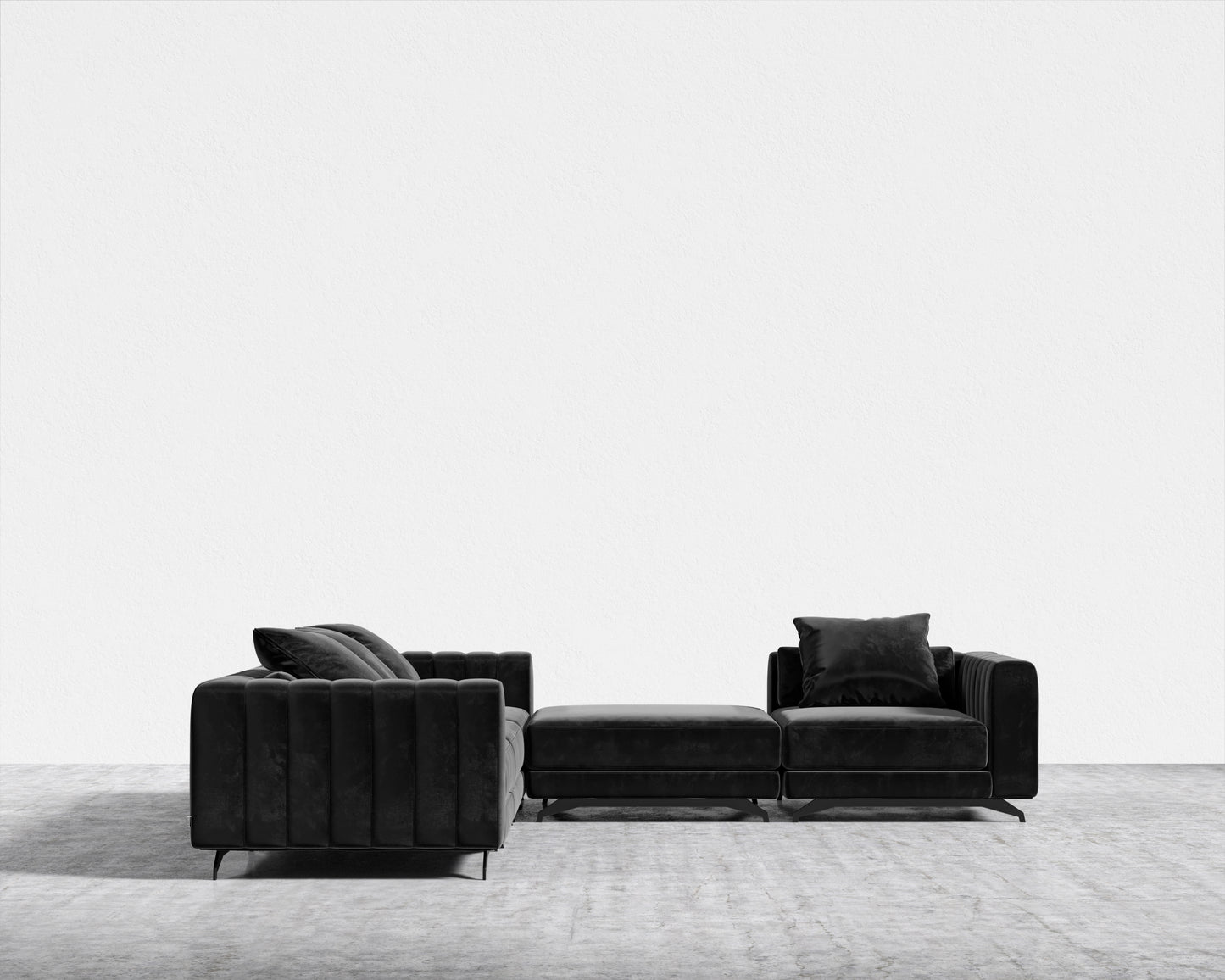 Berlin L-Sectional - Plush Velvet - Black