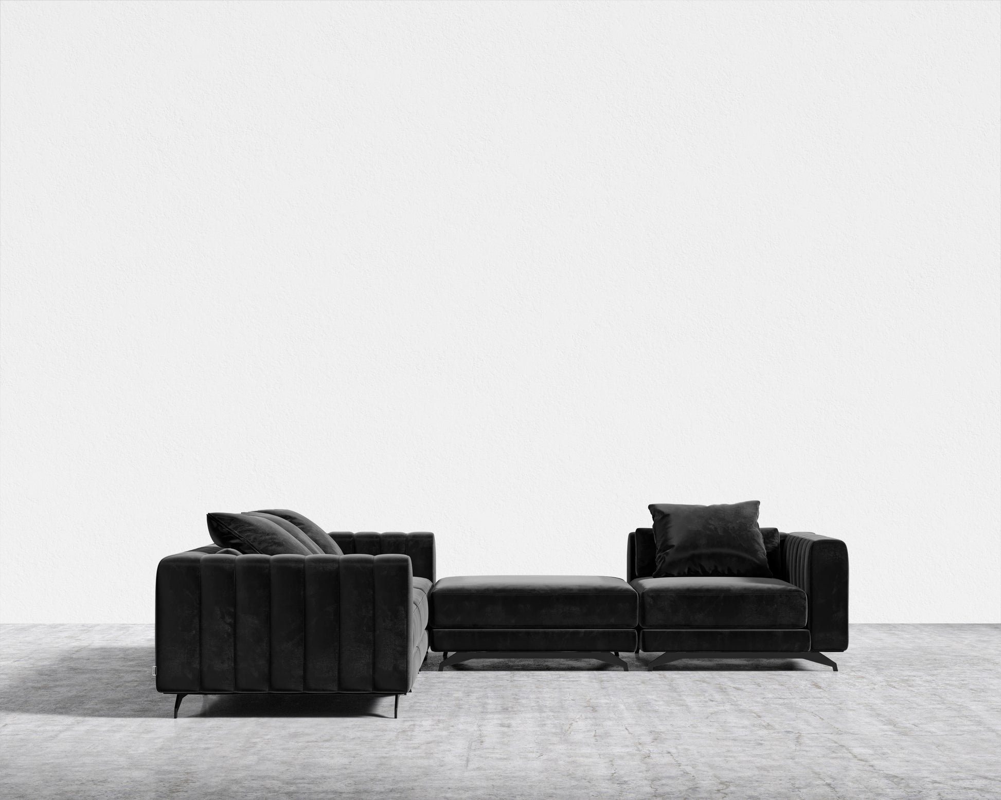Berlin L-Sectional - Plush Velvet - Black