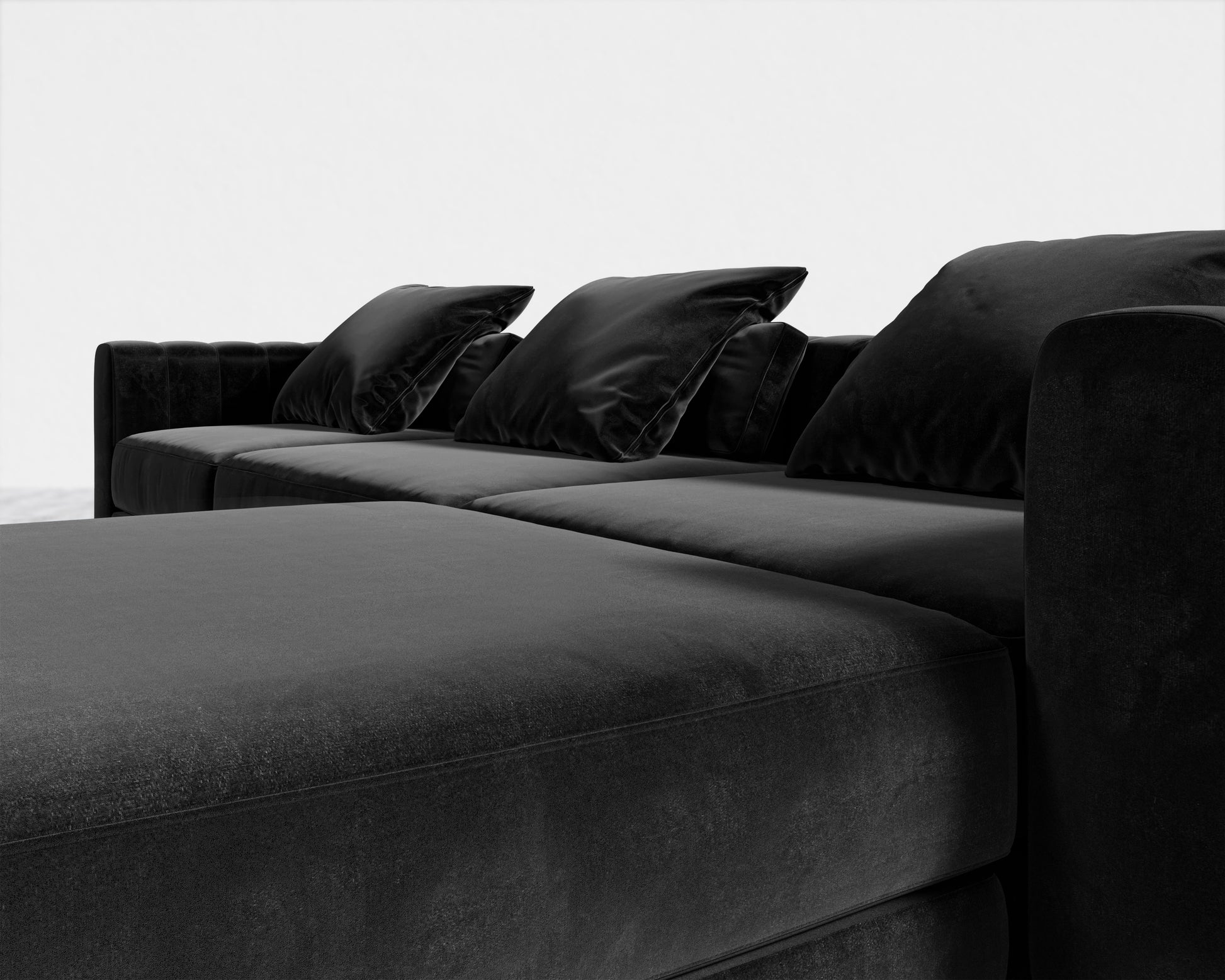 Berlin L-Sectional - Plush Velvet - Black