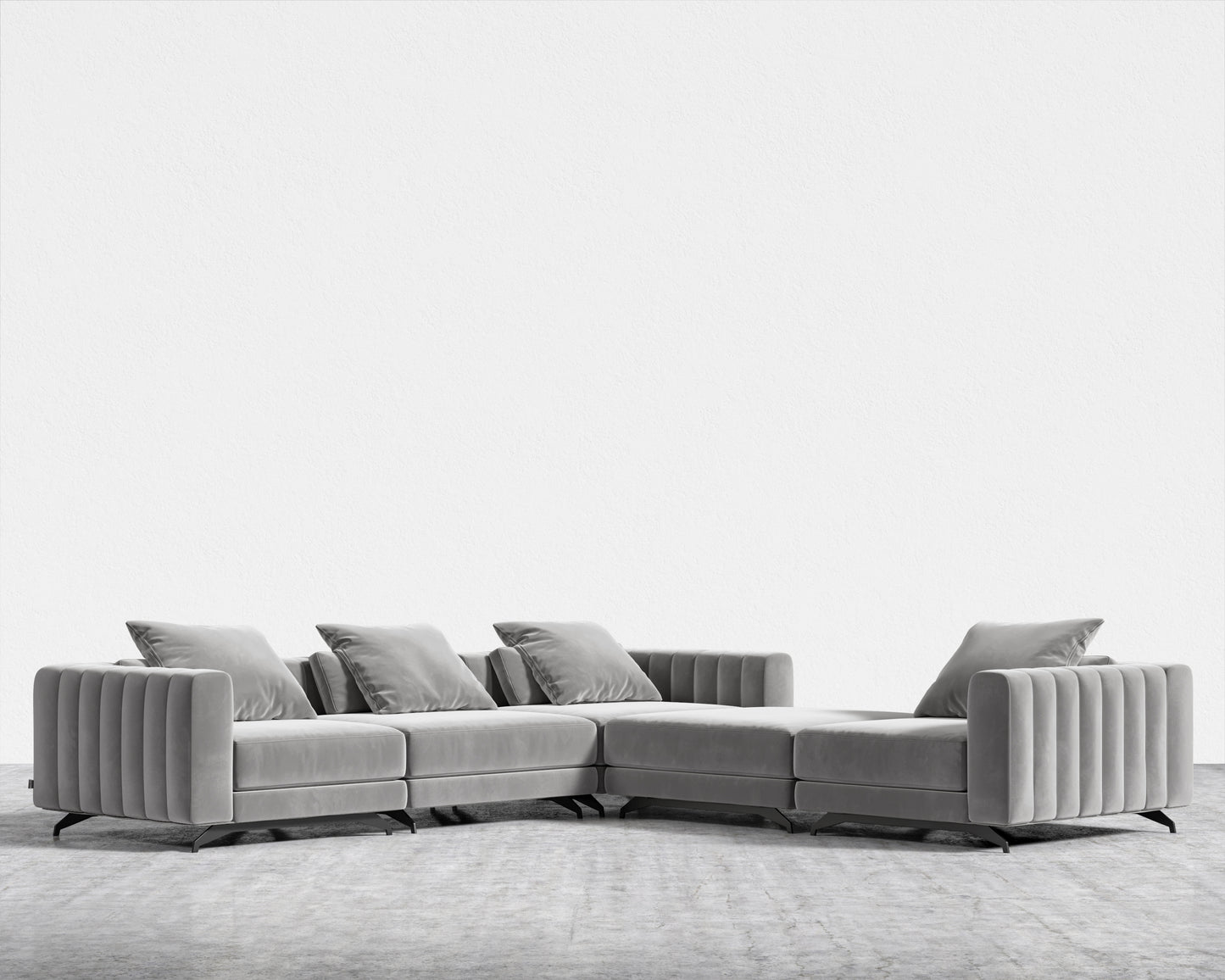 Berlin L-Sectional - Plush Velvet - Glacier Grey