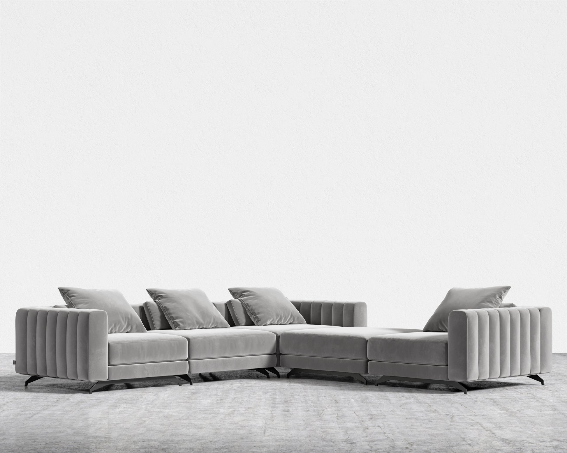 Berlin L-Sectional - Plush Velvet - Glacier Grey