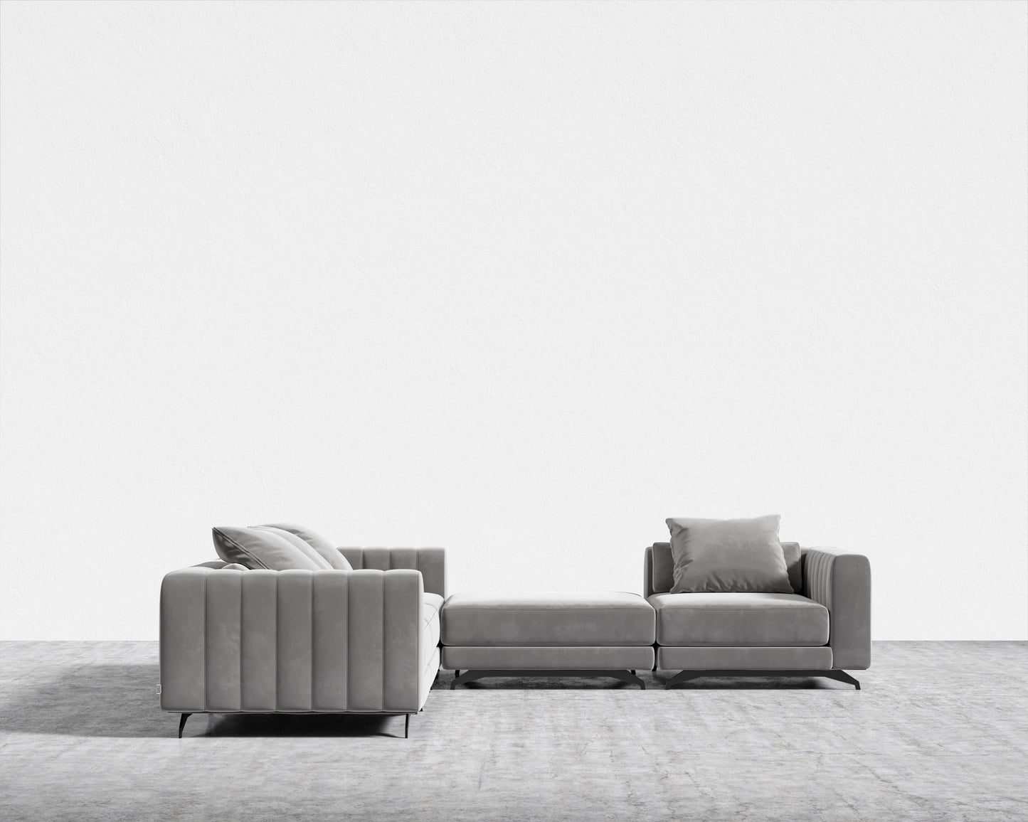 Berlin L-Sectional - Plush Velvet - Glacier Grey