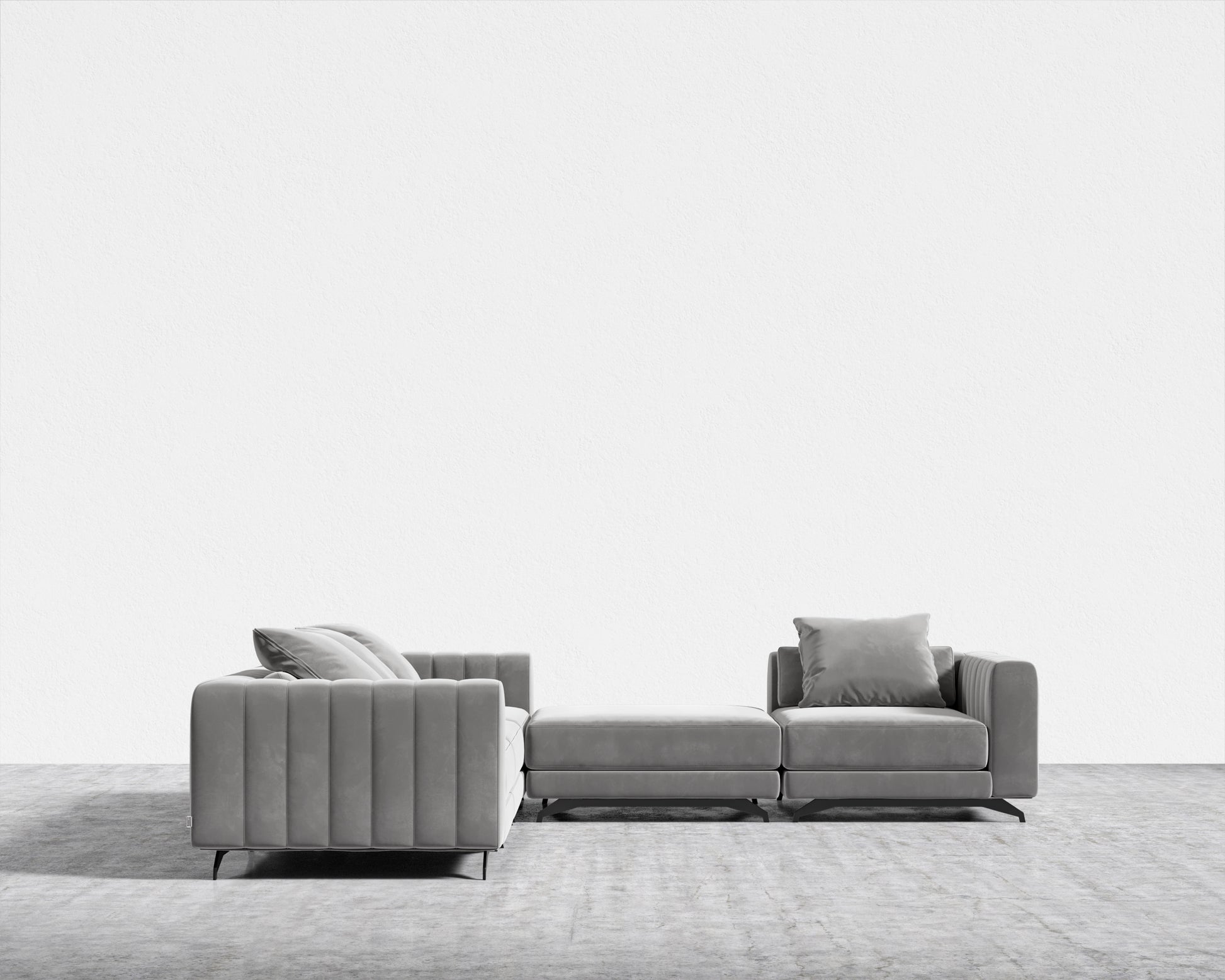 Berlin L-Sectional - Plush Velvet - Glacier Grey