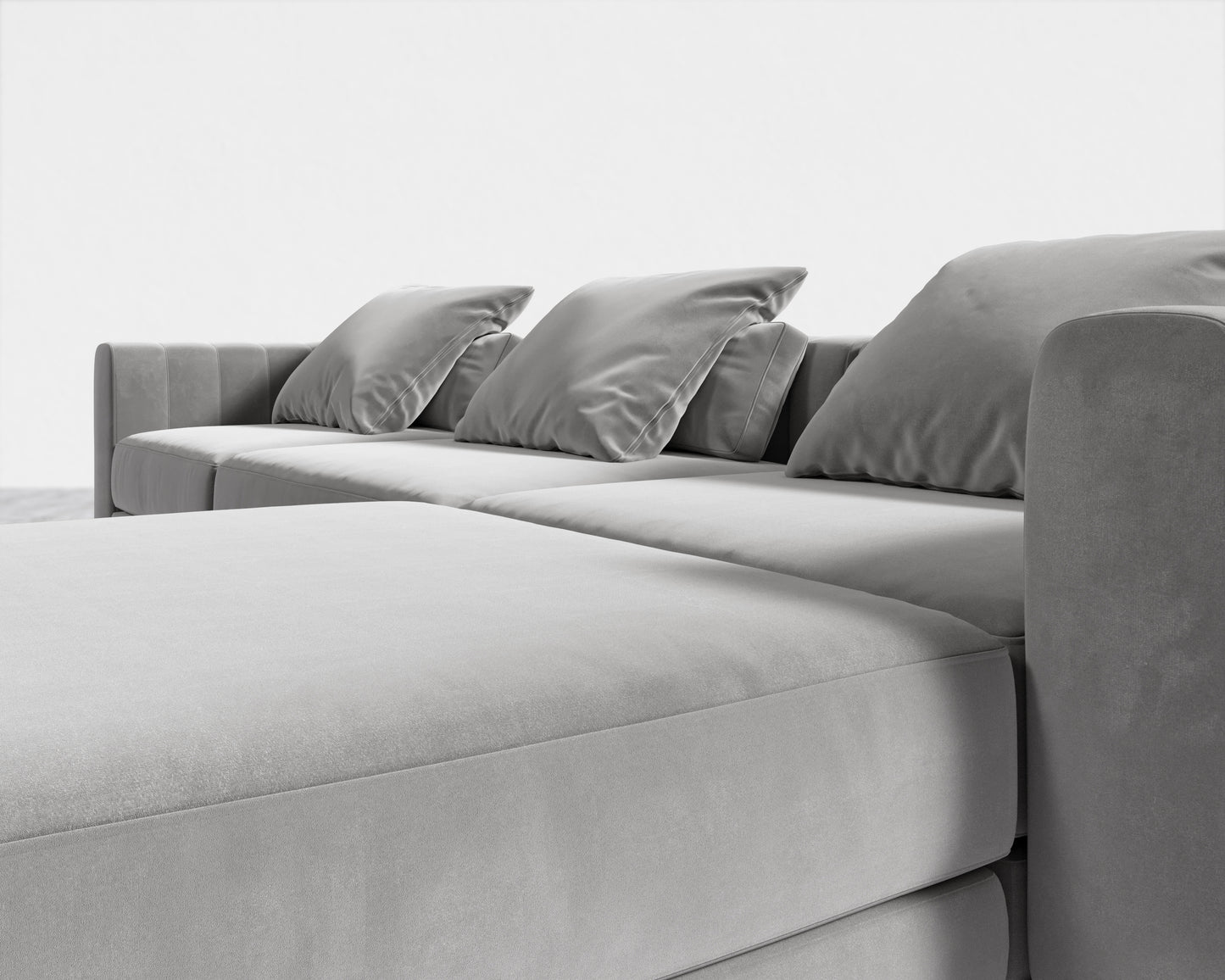 Berlin L-Sectional - Plush Velvet - Glacier Grey