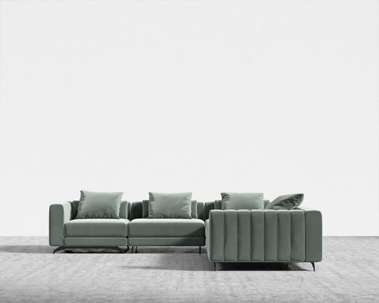 Berlin L-Sectional - Plush Velvet - Moonstone