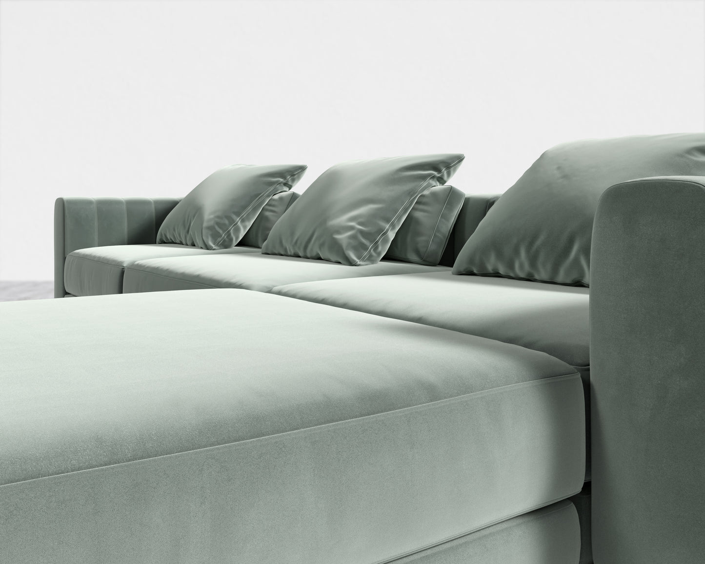 Berlin L-Sectional - Plush Velvet - Moonstone