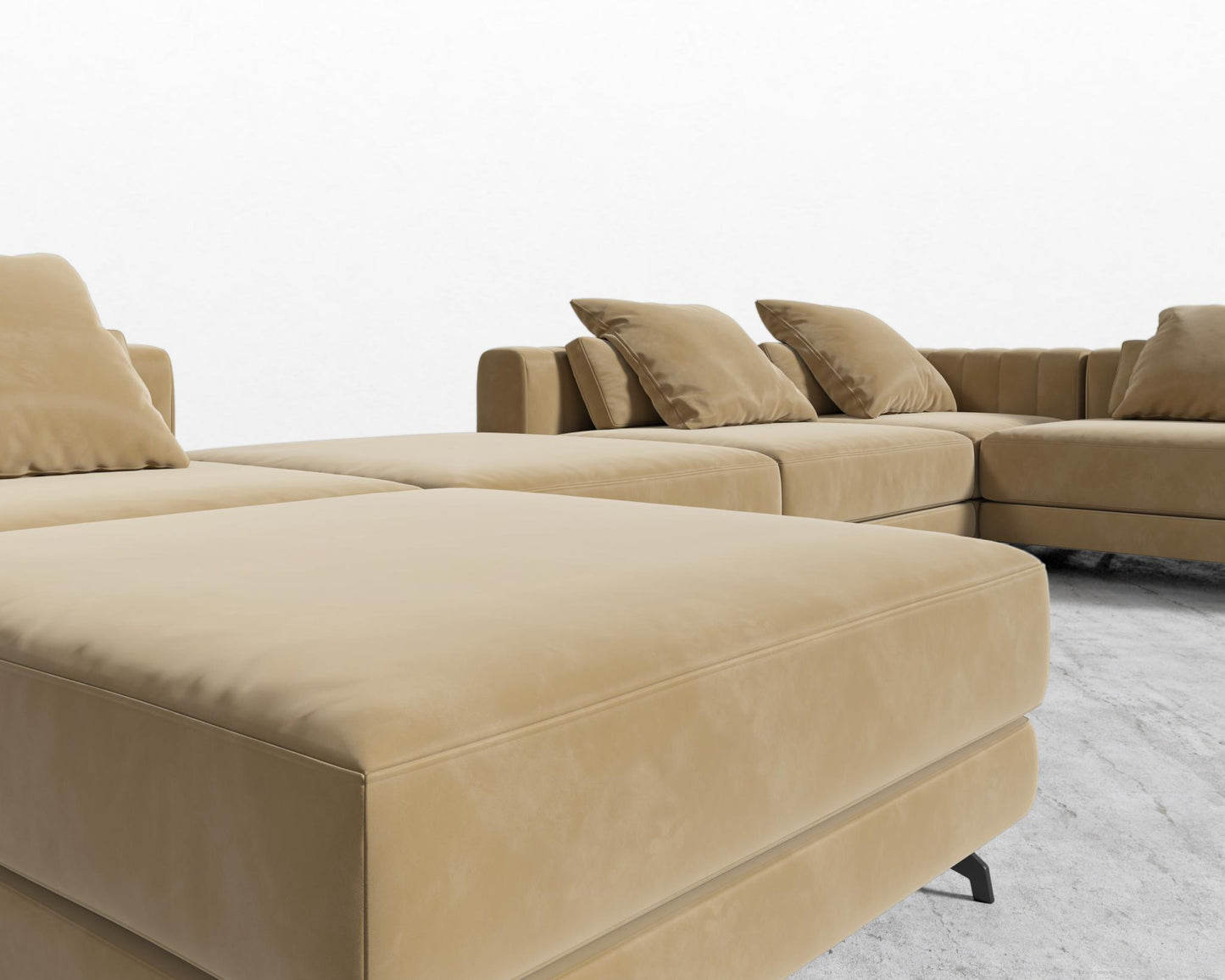 Berlin Modular Sectional - Black - Berlin, Plush Velvet - Dune