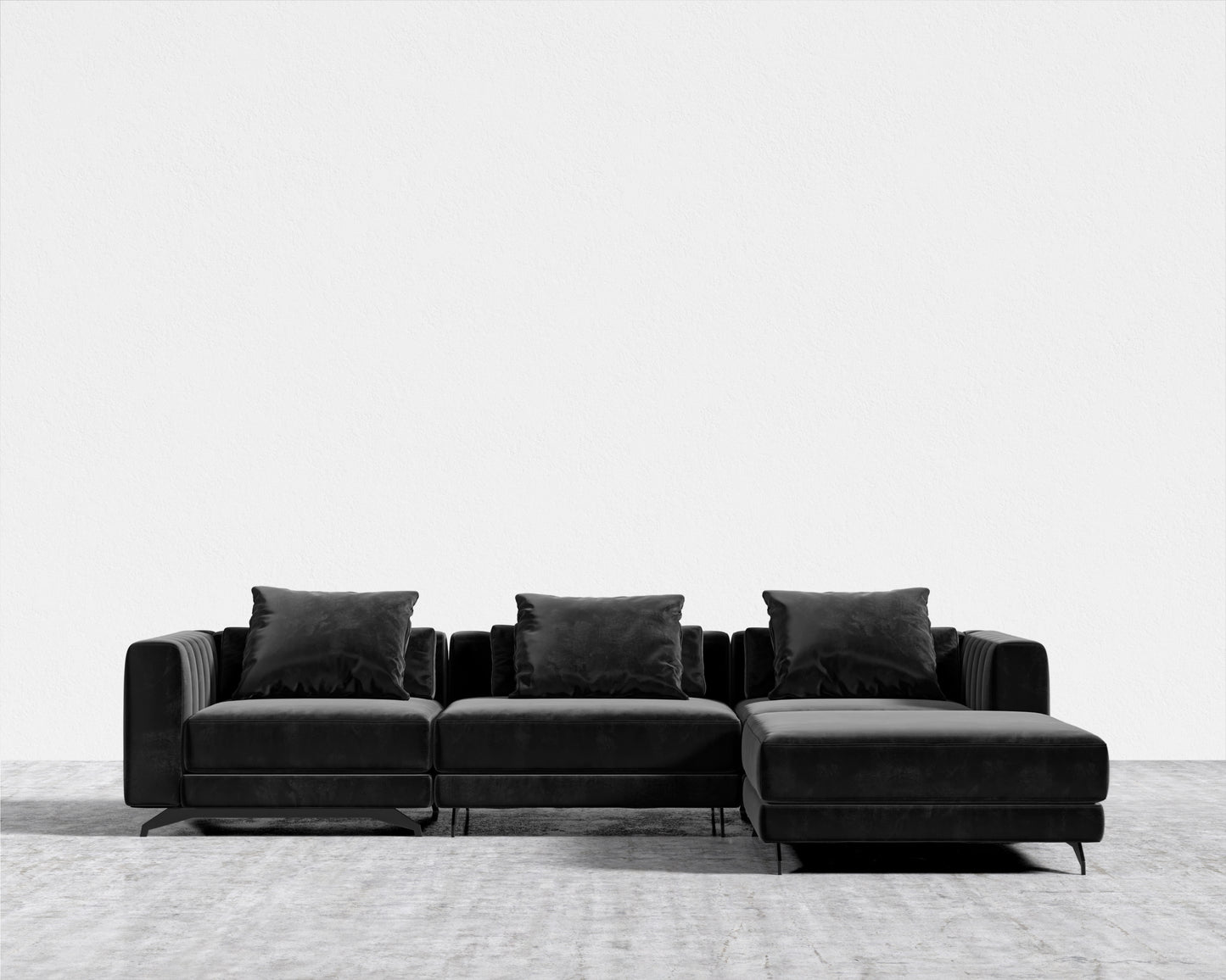 Berlin Sectional Sofa - Plush Velvet - Black