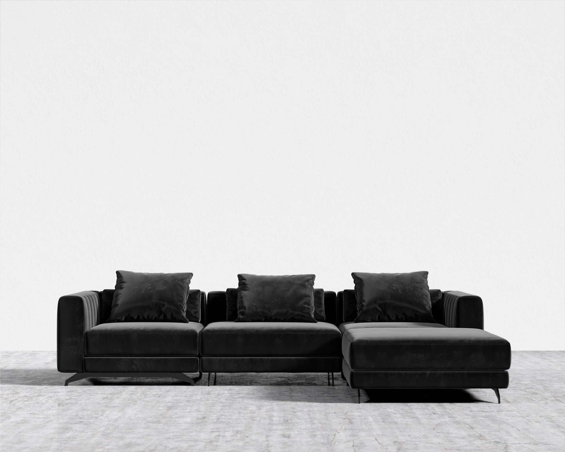 Berlin Sectional Sofa - Plush Velvet - Black