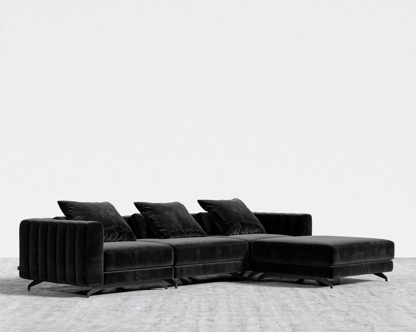 Berlin Sectional Sofa - Plush Velvet - Black