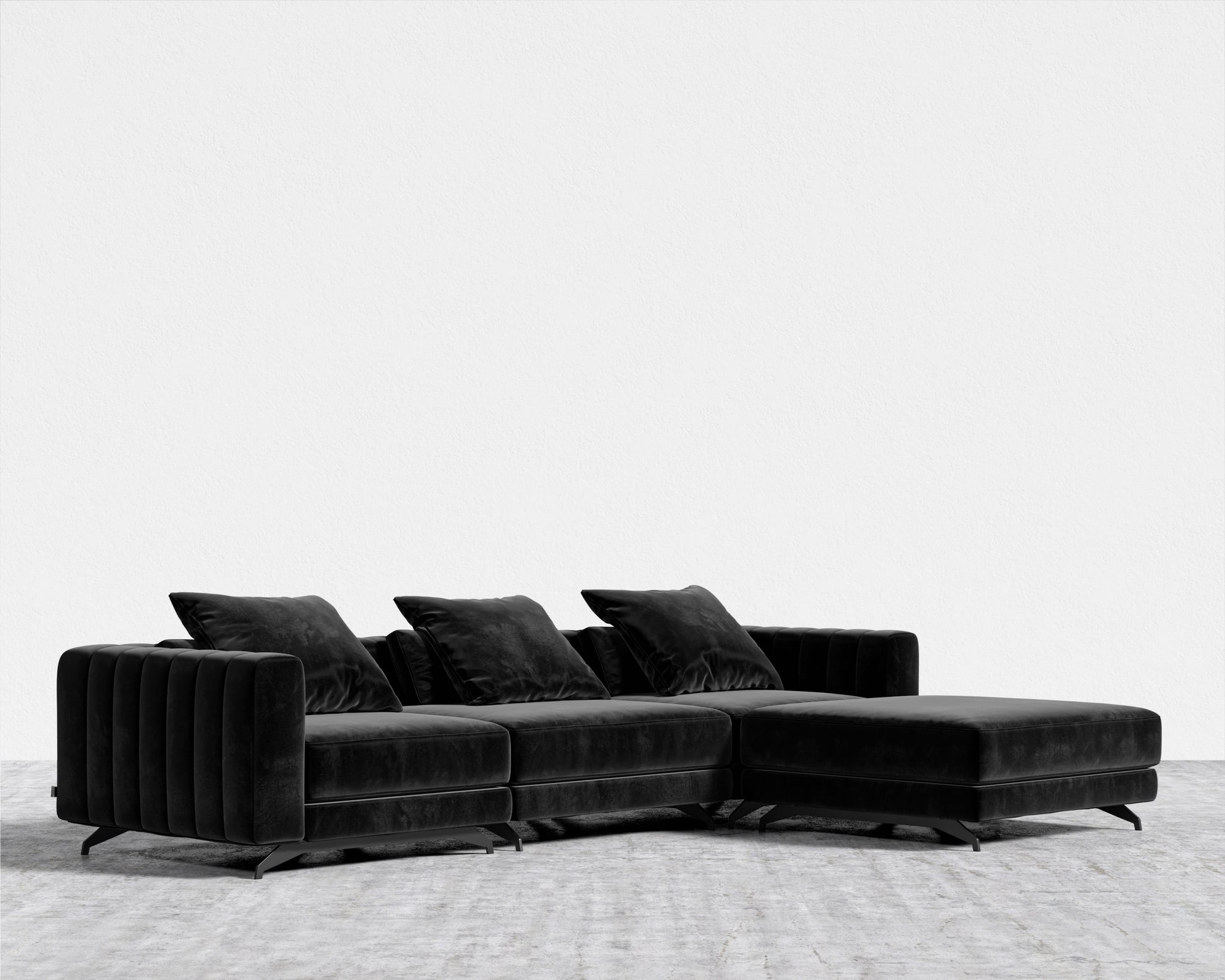 Berlin Sectional Sofa - Plush Velvet - Black
