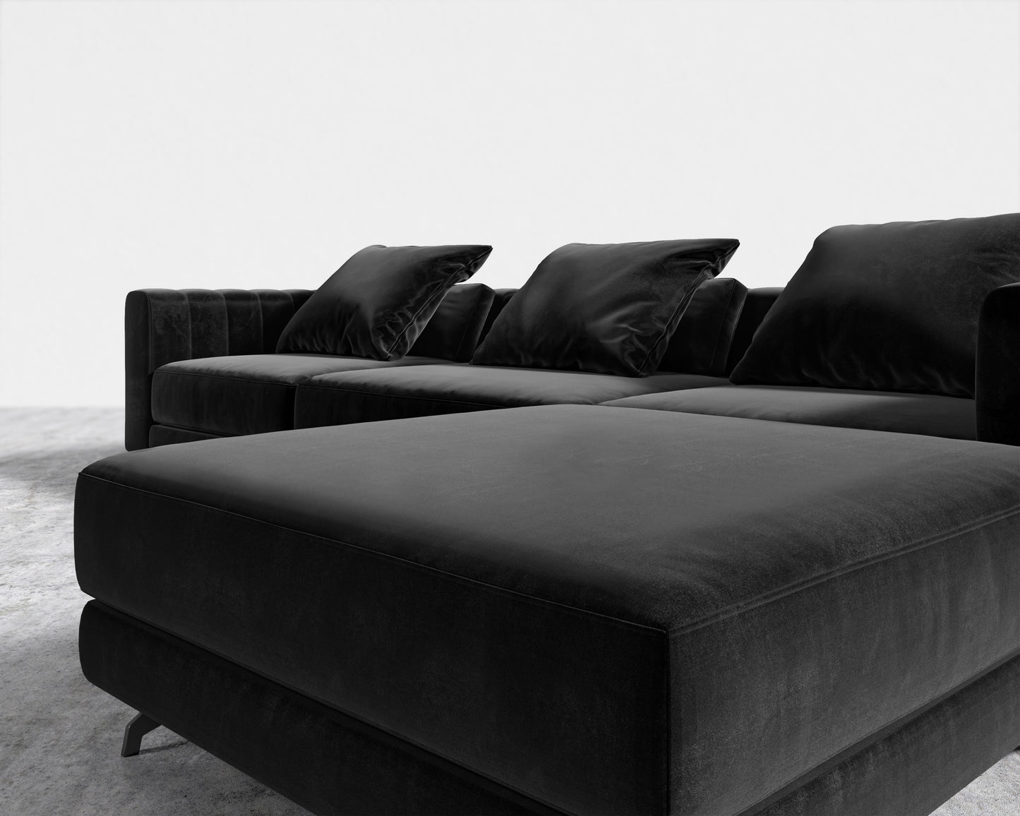 Berlin Sectional Sofa - Plush Velvet - Black