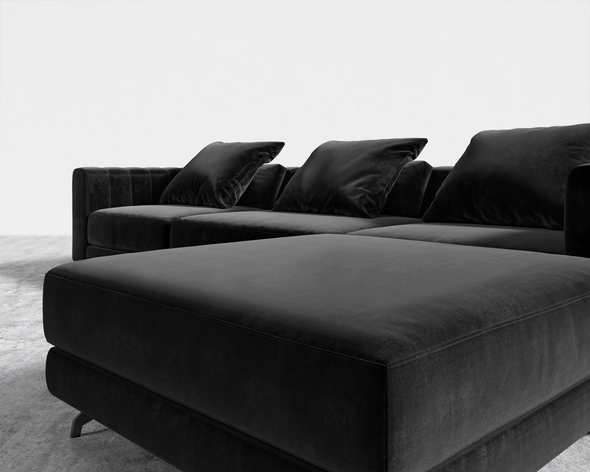 Berlin Sectional Sofa - Plush Velvet - Black