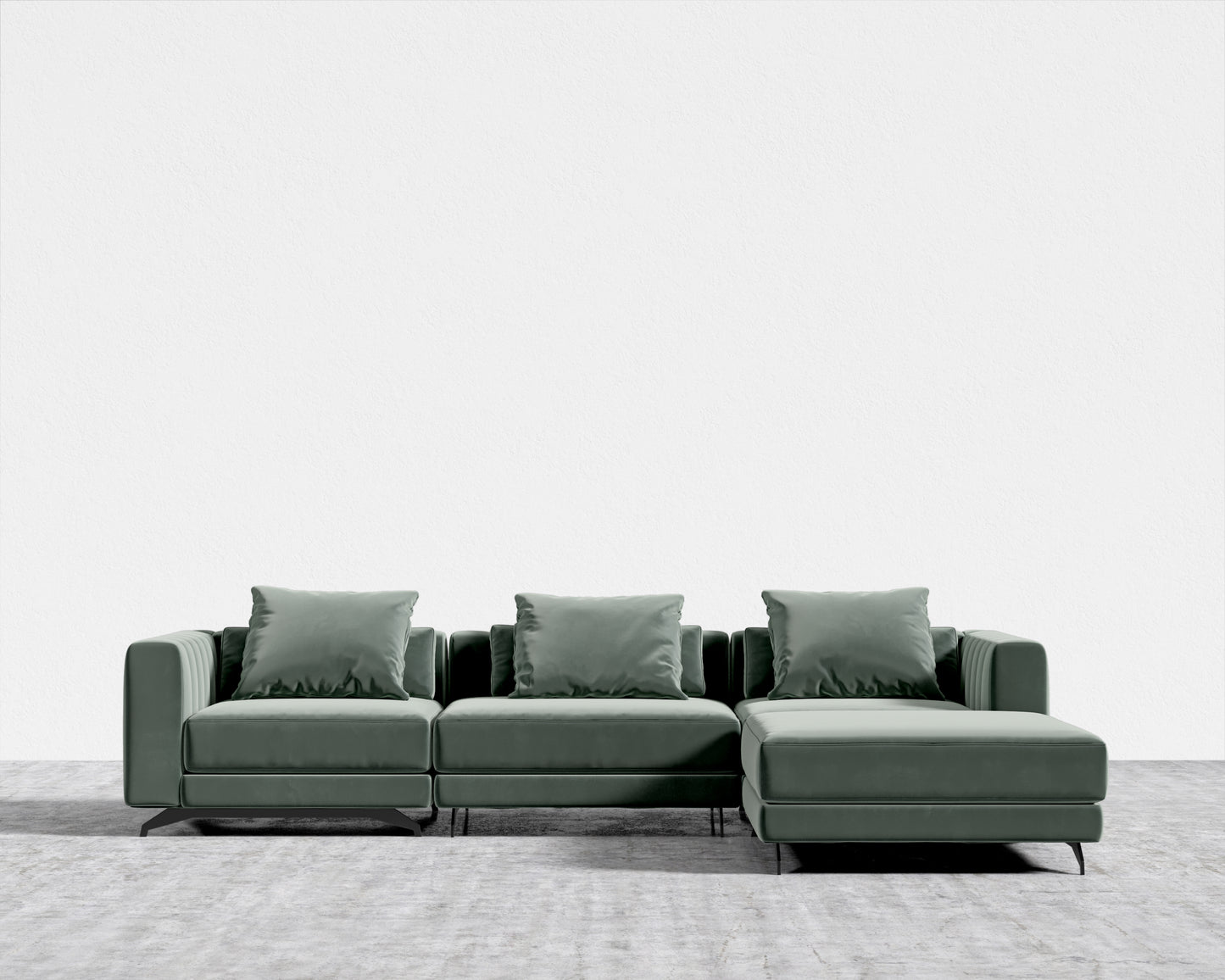 Berlin Sectional Sofa - Plush Velvet - Moonstone