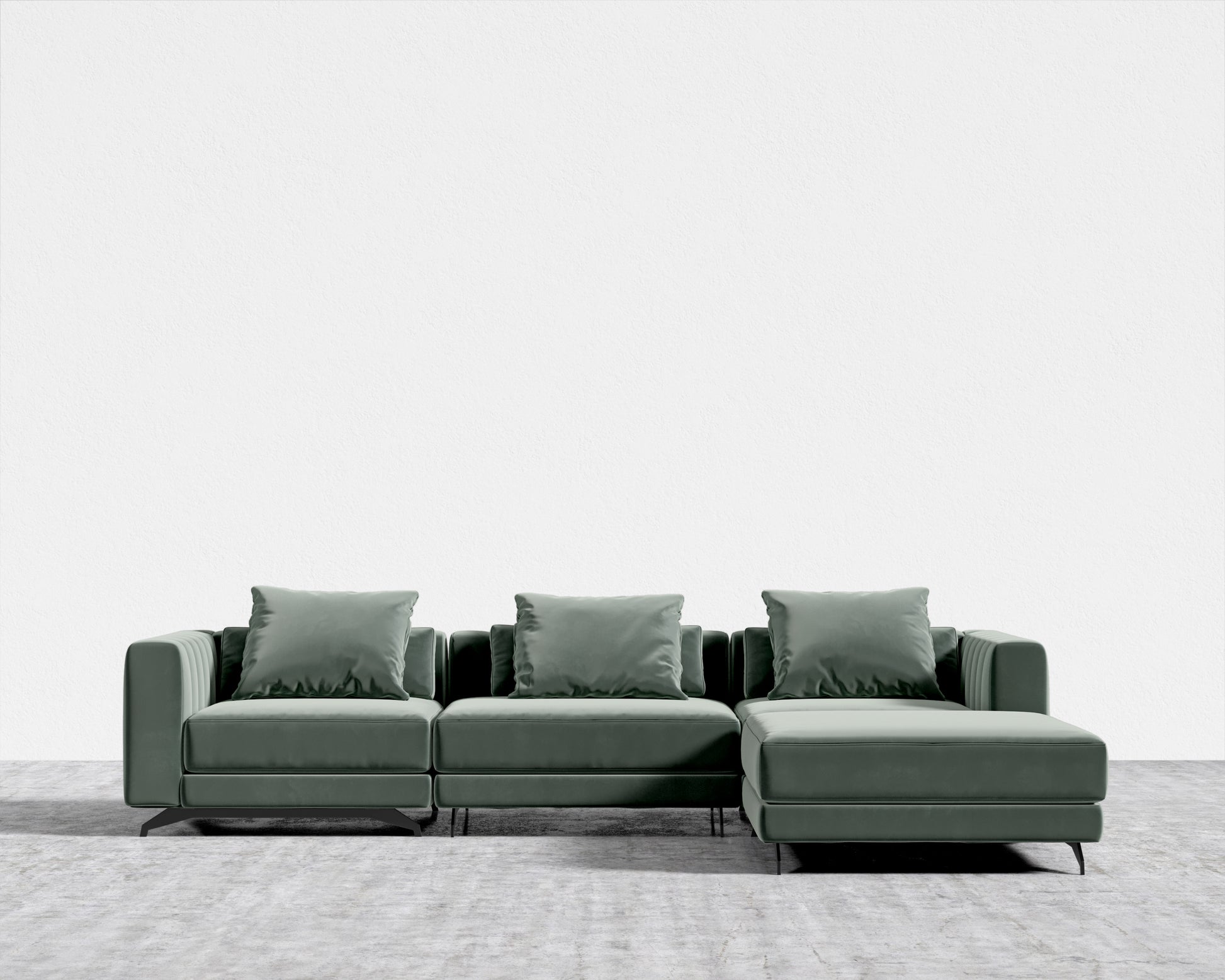 Berlin Sectional Sofa - Plush Velvet - Moonstone