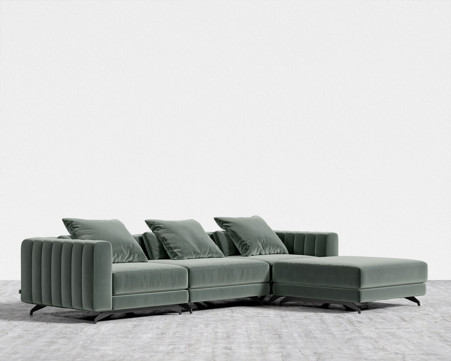 Berlin Sectional Sofa - Plush Velvet - Moonstone