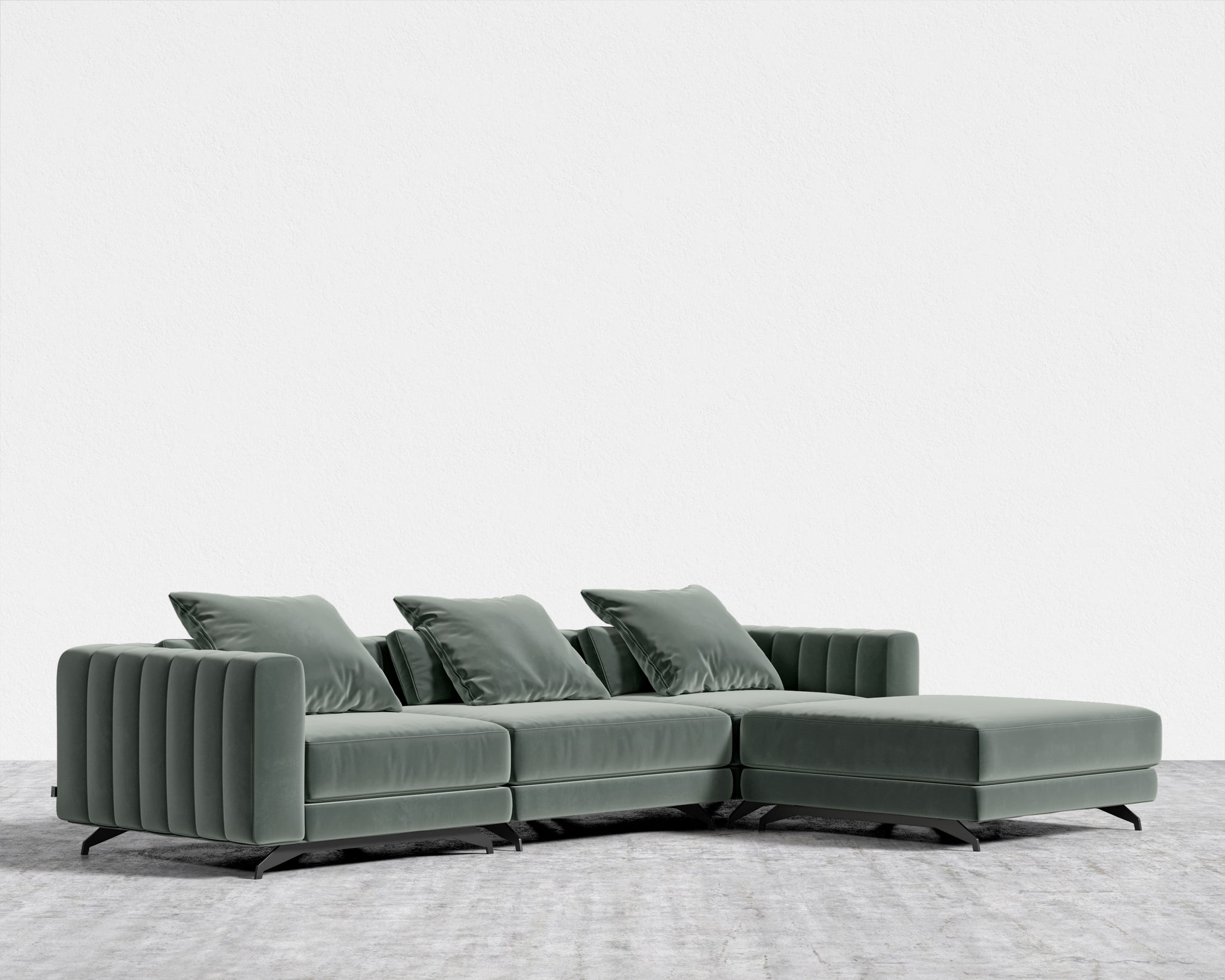 Berlin Sectional Sofa - Plush Velvet - Moonstone