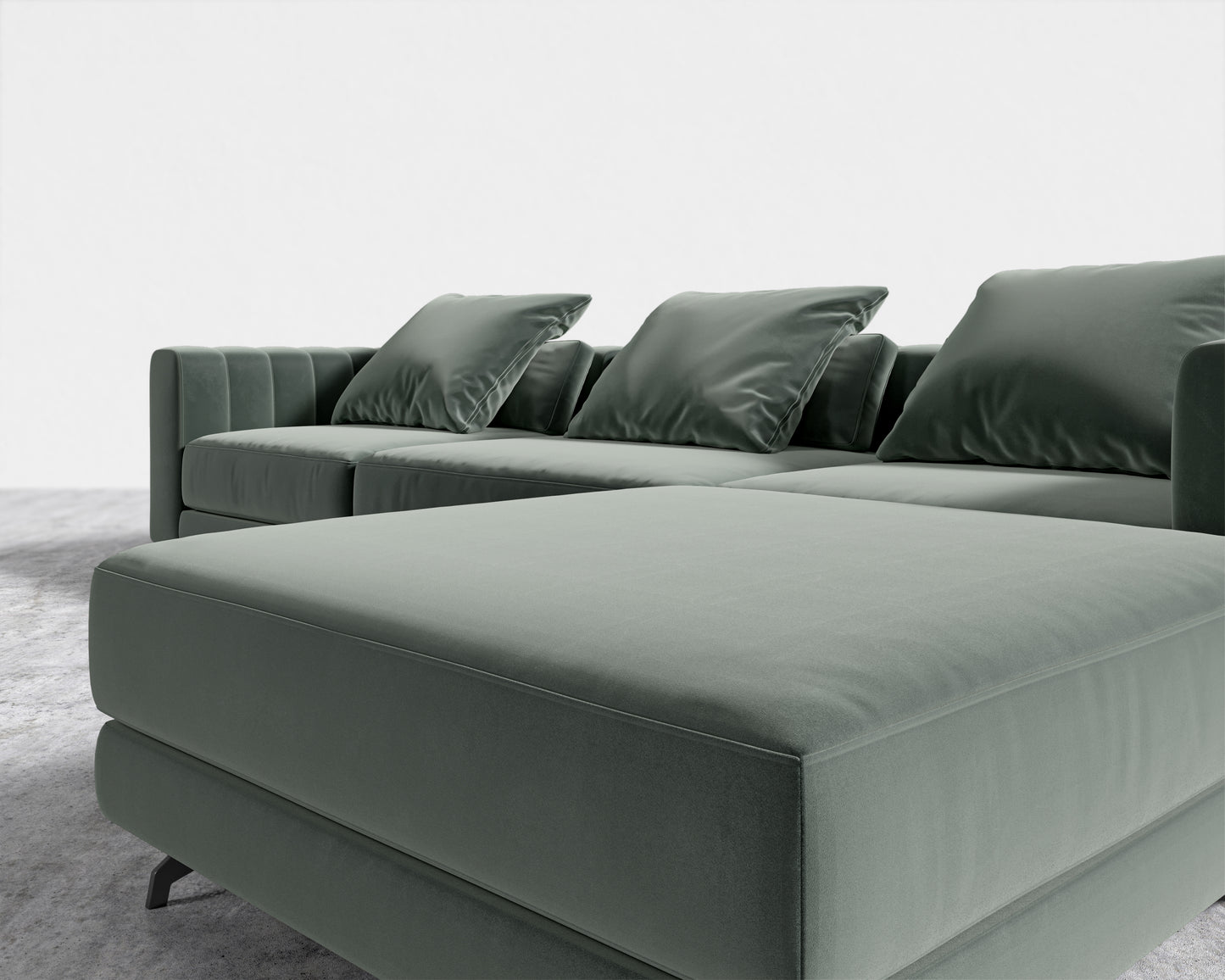 Berlin Sectional Sofa - Plush Velvet - Moonstone