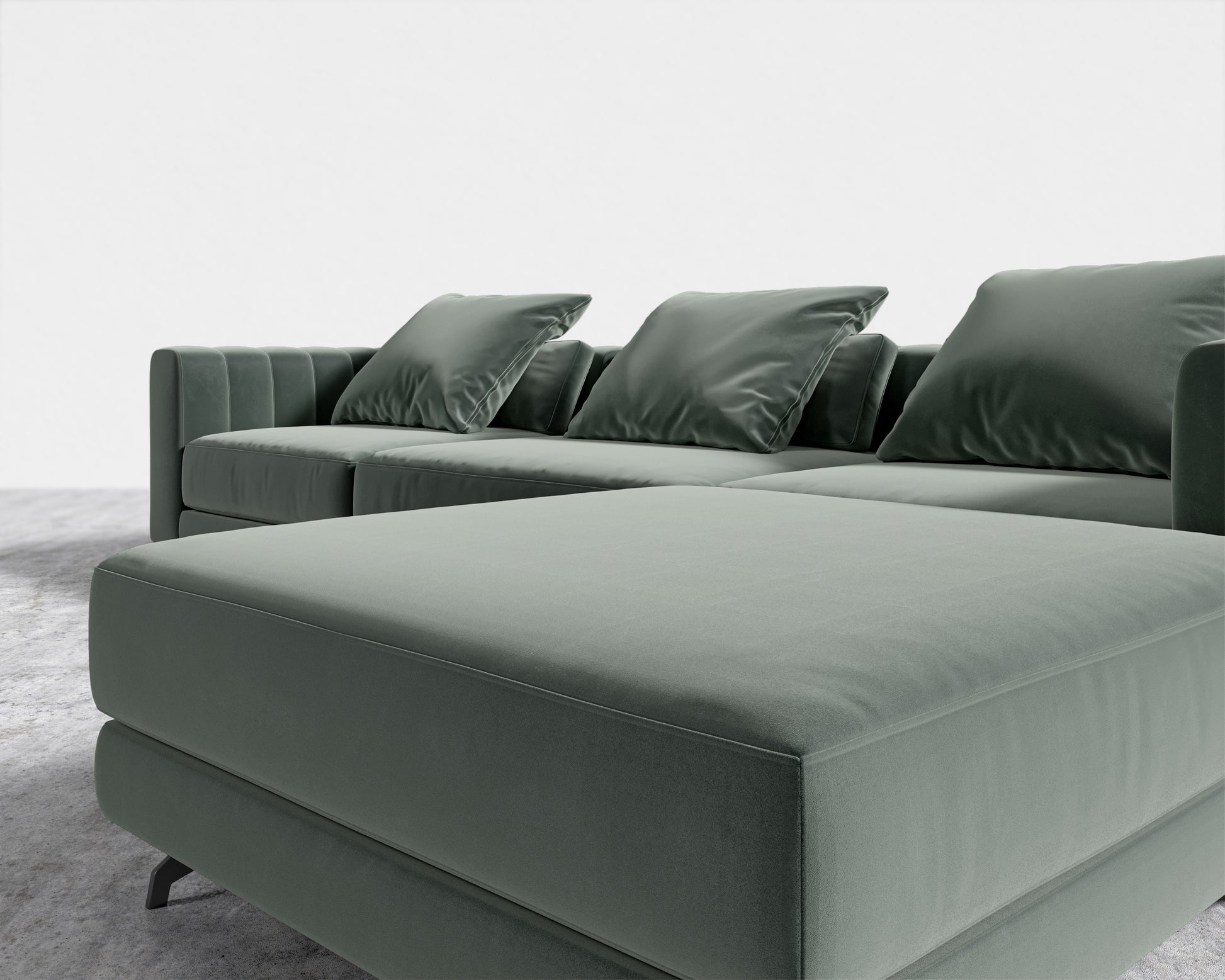Berlin Sectional Sofa - Plush Velvet - Moonstone