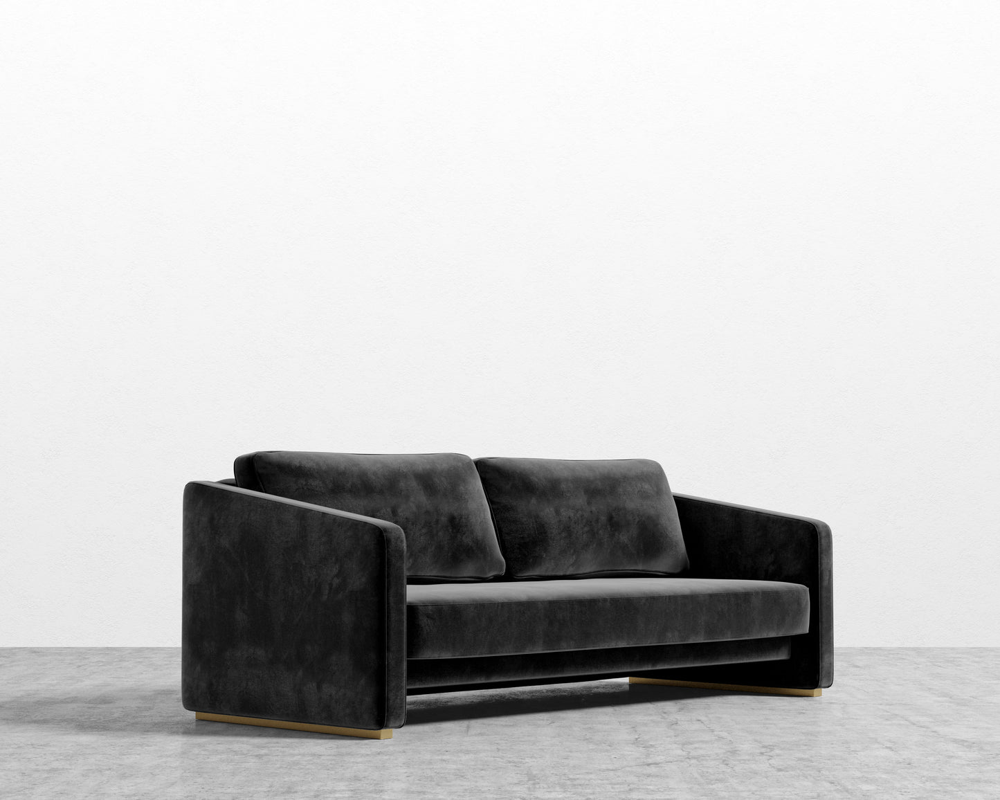 Bristol Futon - Plush Velvet - Black - Brass legs