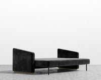 Bristol Futon - Plush Velvet - Black - Brass legs