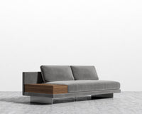 Dresden Armless Sofa with Side Table - Plush Velvet - Glacier Grey