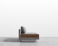 Dresden Armless Sofa with Side Table - Plush Velvet - Glacier Grey