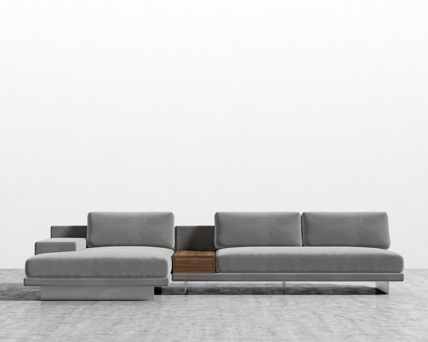 Dresden Sectional Sofa - Plush Velvet - Glacier Grey