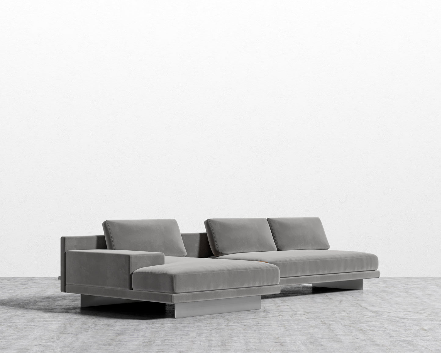 Dresden Sectional Sofa - Plush Velvet - Glacier Grey