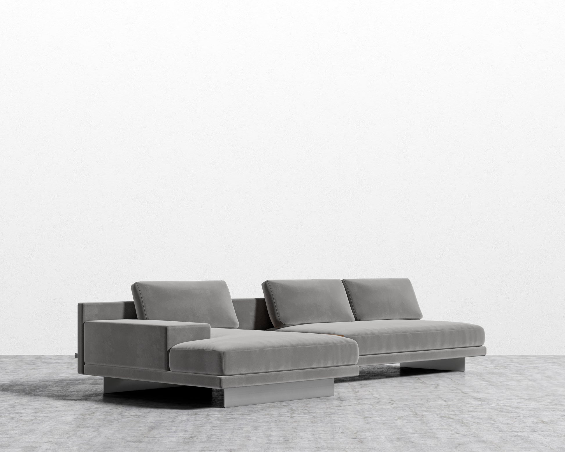 Dresden Sectional Sofa - Plush Velvet - Glacier Grey