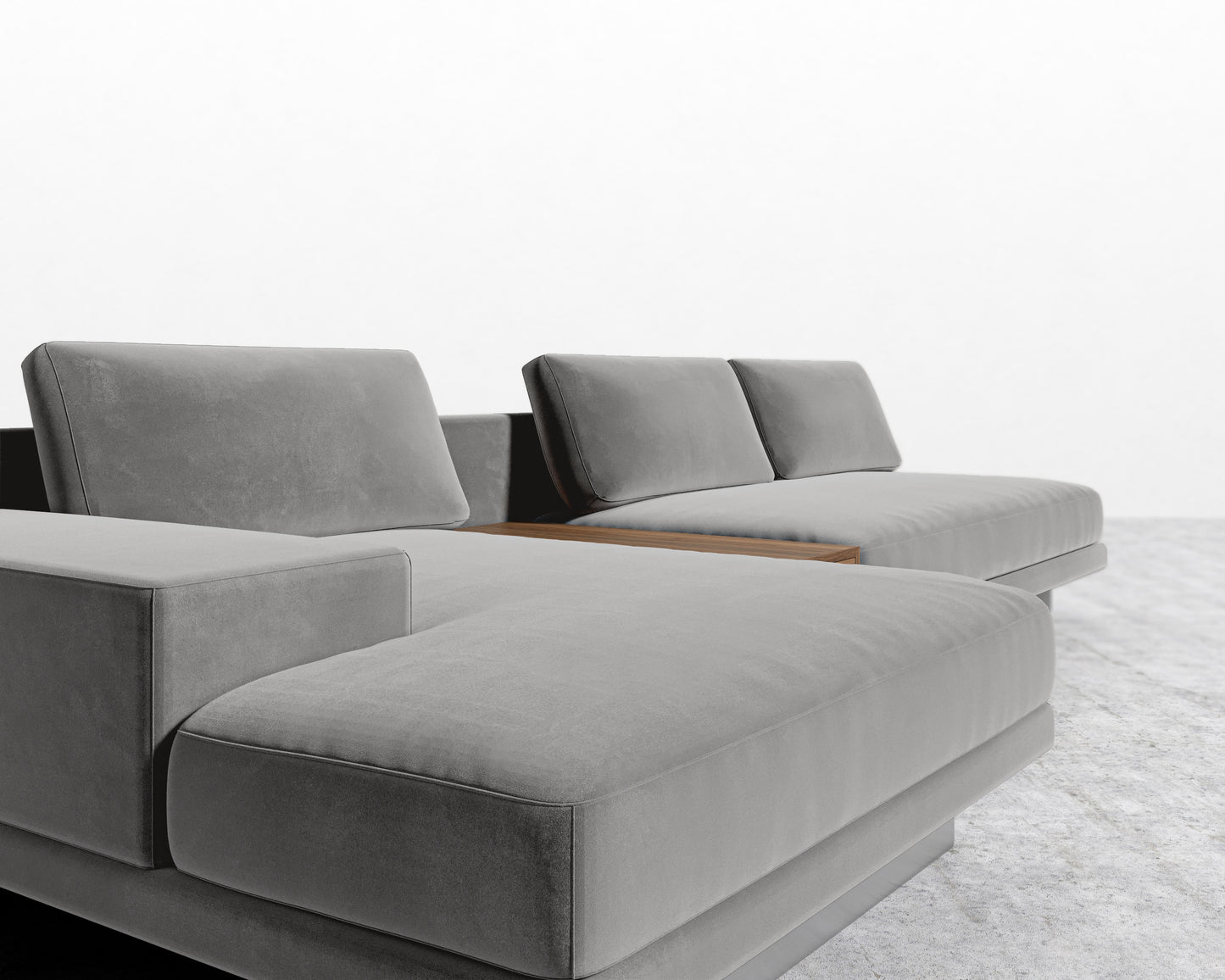 Dresden Sectional Sofa - Plush Velvet - Glacier Grey