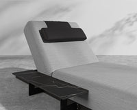 Florian Outdoor Daybed - Black Frame - Encino - Arcadia Pillow - Black Marble