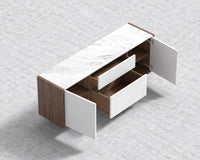 Gia Storage - White Marble - Walnut