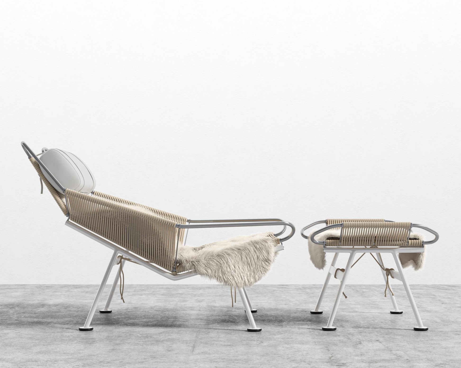 Flag Halyard Chair & Ottoman - Microfiber - Trento Eggshell