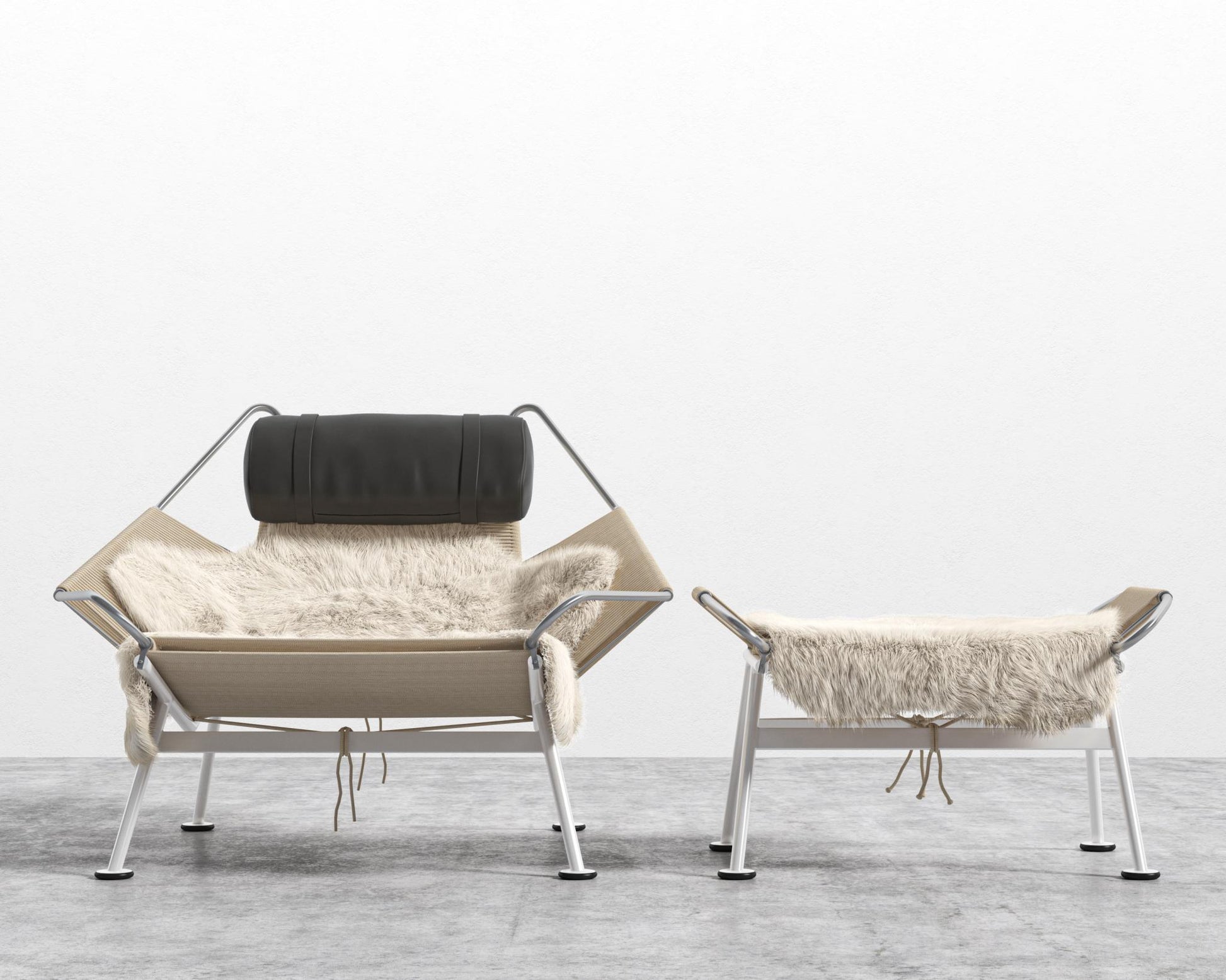 Flag Halyard Chair & Ottoman - Microfiber - Trento Jet Black