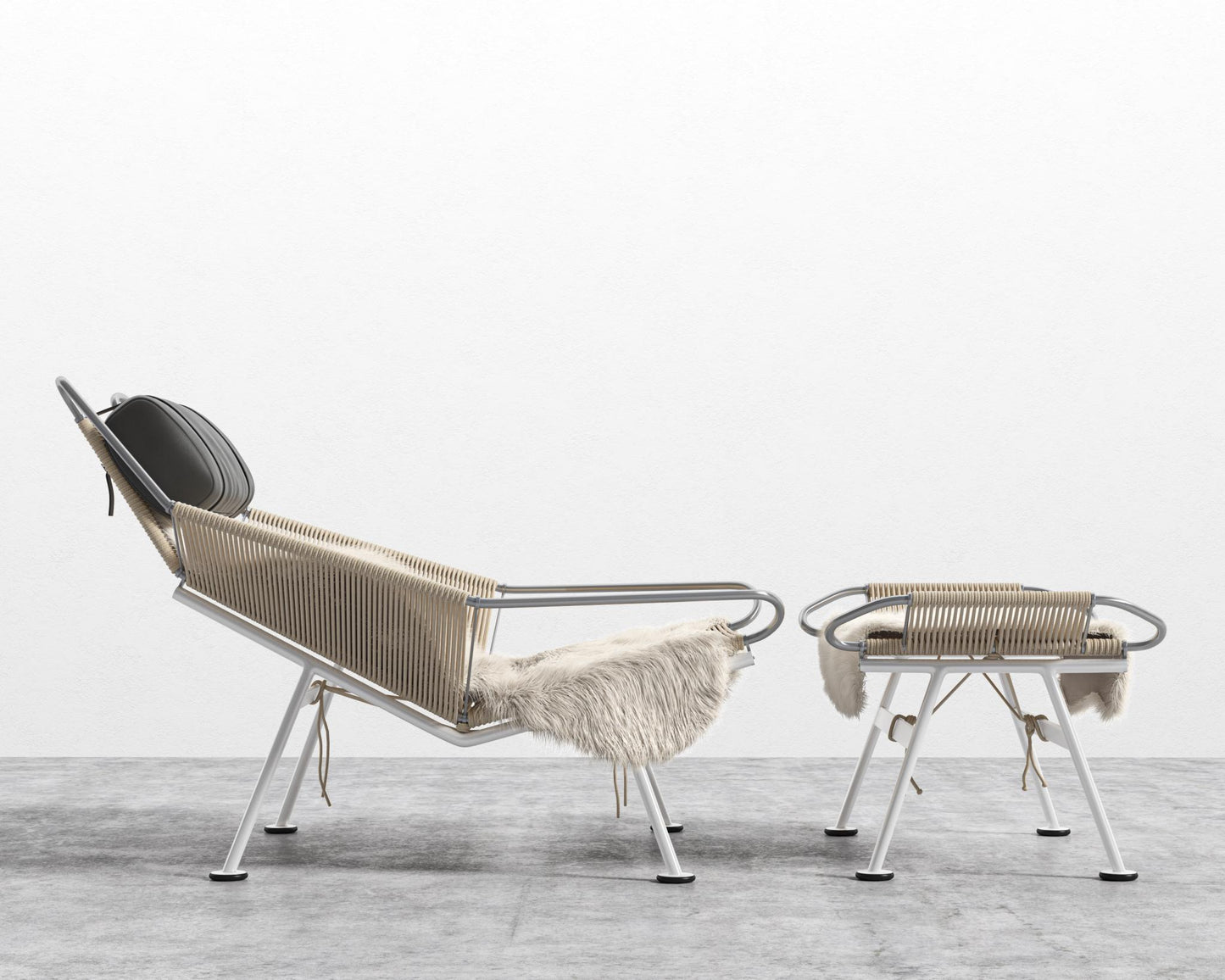 Flag Halyard Chair & Ottoman - Microfiber - Trento Jet Black