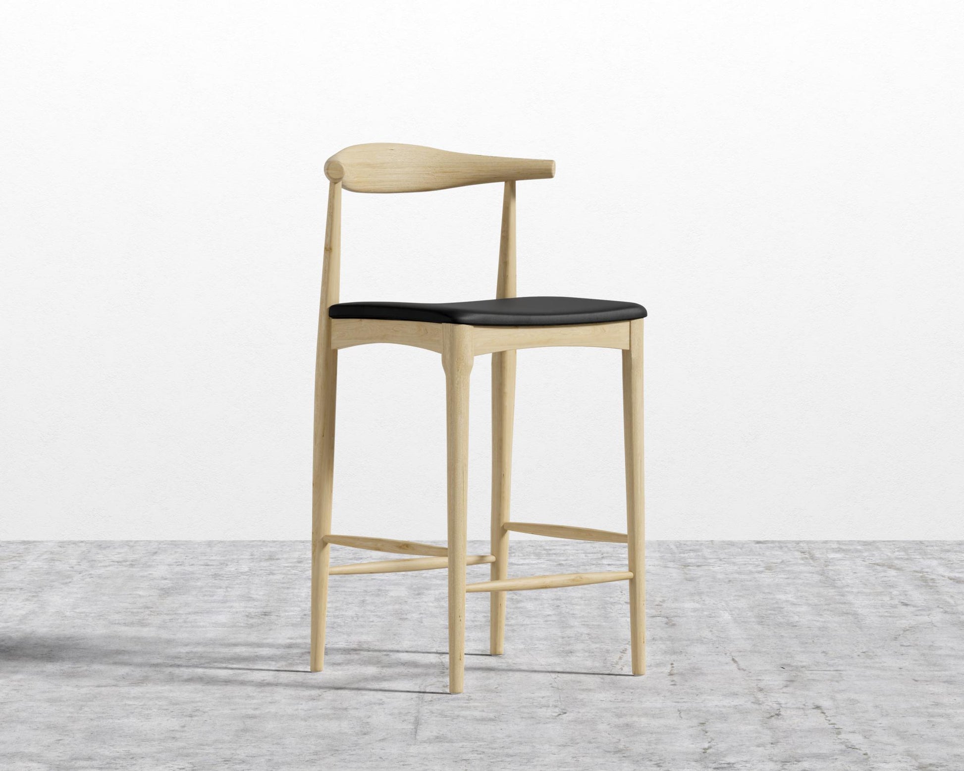 Elbow Counter Stool - Natural - Trento Jet Black