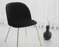 Iris Chair in Black Vintage Velvet and Brass legs