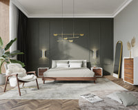 Mikkel Bed Scene- walnut/alesund- featuring Aubrey lounge chair in eggshell