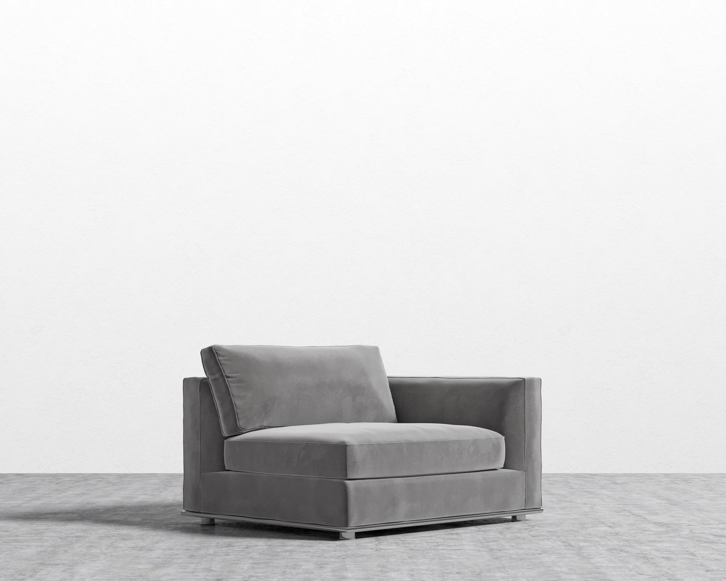 Milo 1-Seater Right - Plush Velvet - Glacier Grey