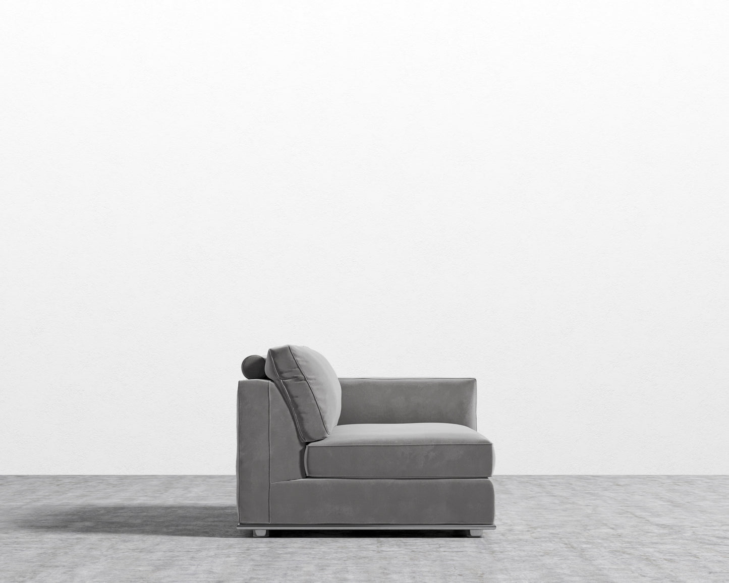 Milo 1-Seater Right - Plush Velvet - Glacier Grey