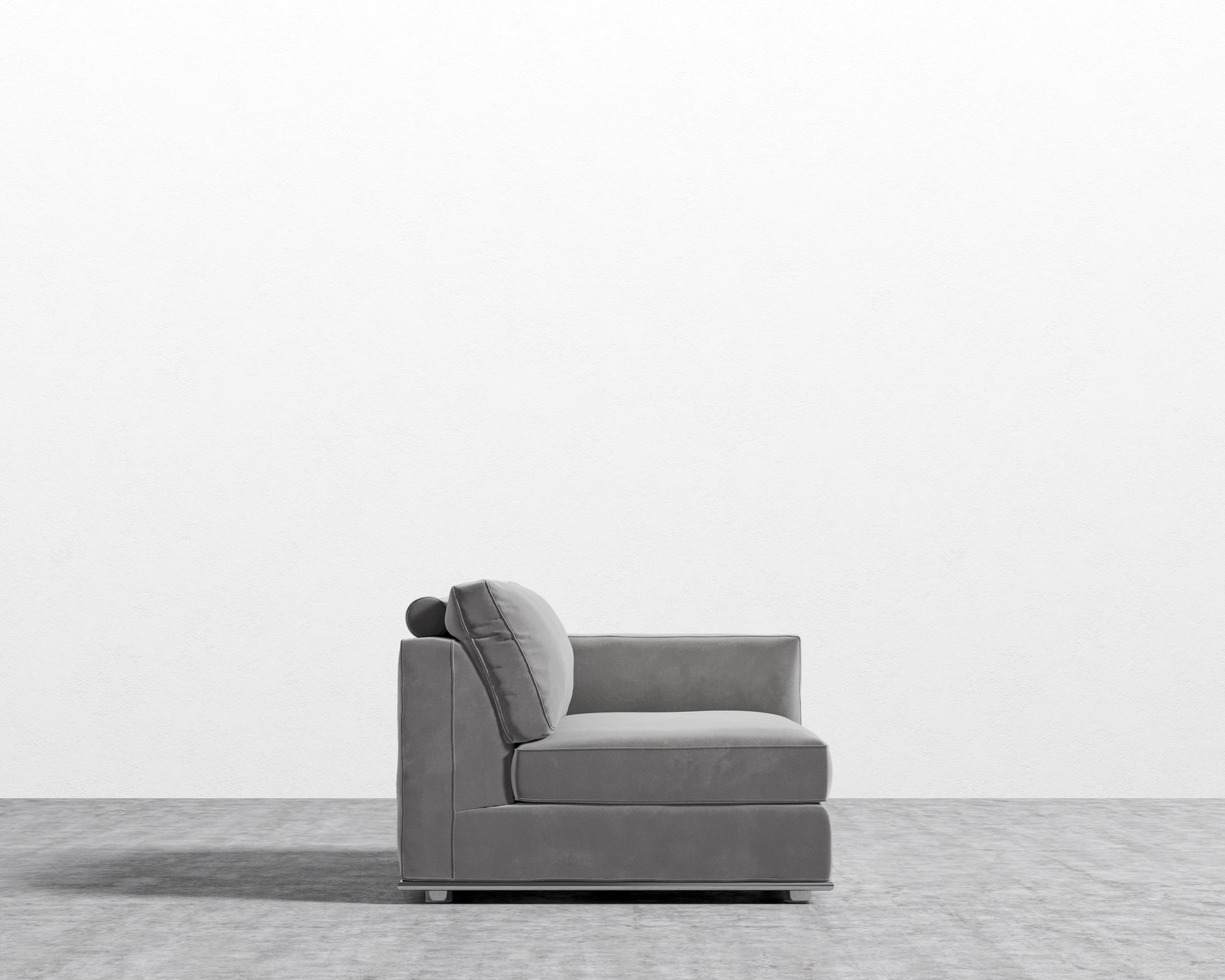 Milo 1-Seater Right - Plush Velvet - Glacier Grey